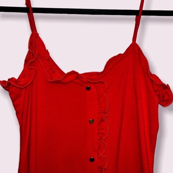 Y2K Mini Dress Red Ruffles Spaghetti Straps Summer Bodycon NWT Womens Size Large - Picture 3 of 7